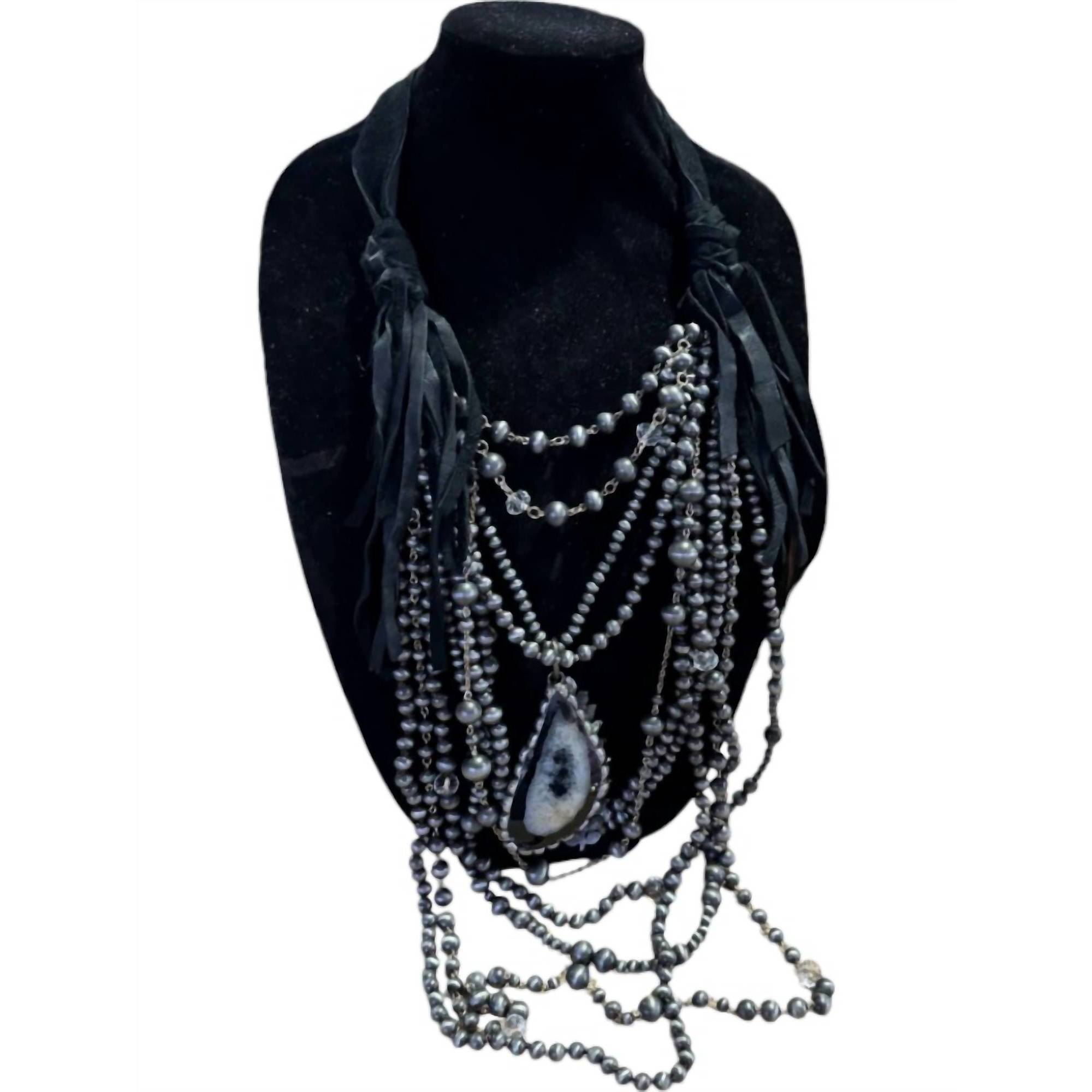 New Art By Amy Labbe Women's Navajo Pearls Necklace In Light / Dark Stone